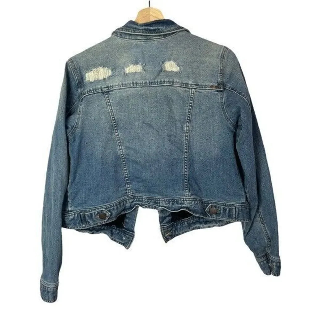 RWN by Rawan Distressed Button Down Denim Jacket … - image 2